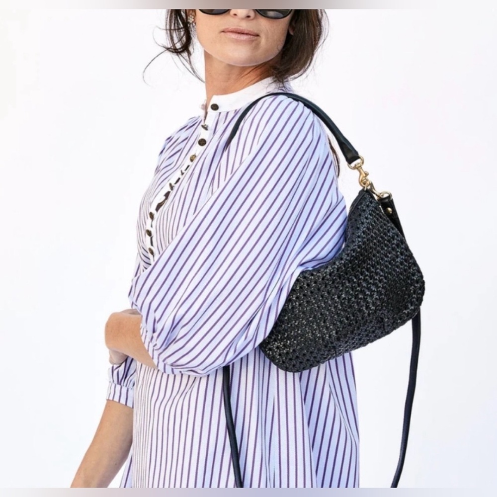 Clare V Petit Moyen Black Rattan Messenger Bag - Picture 4 of 9